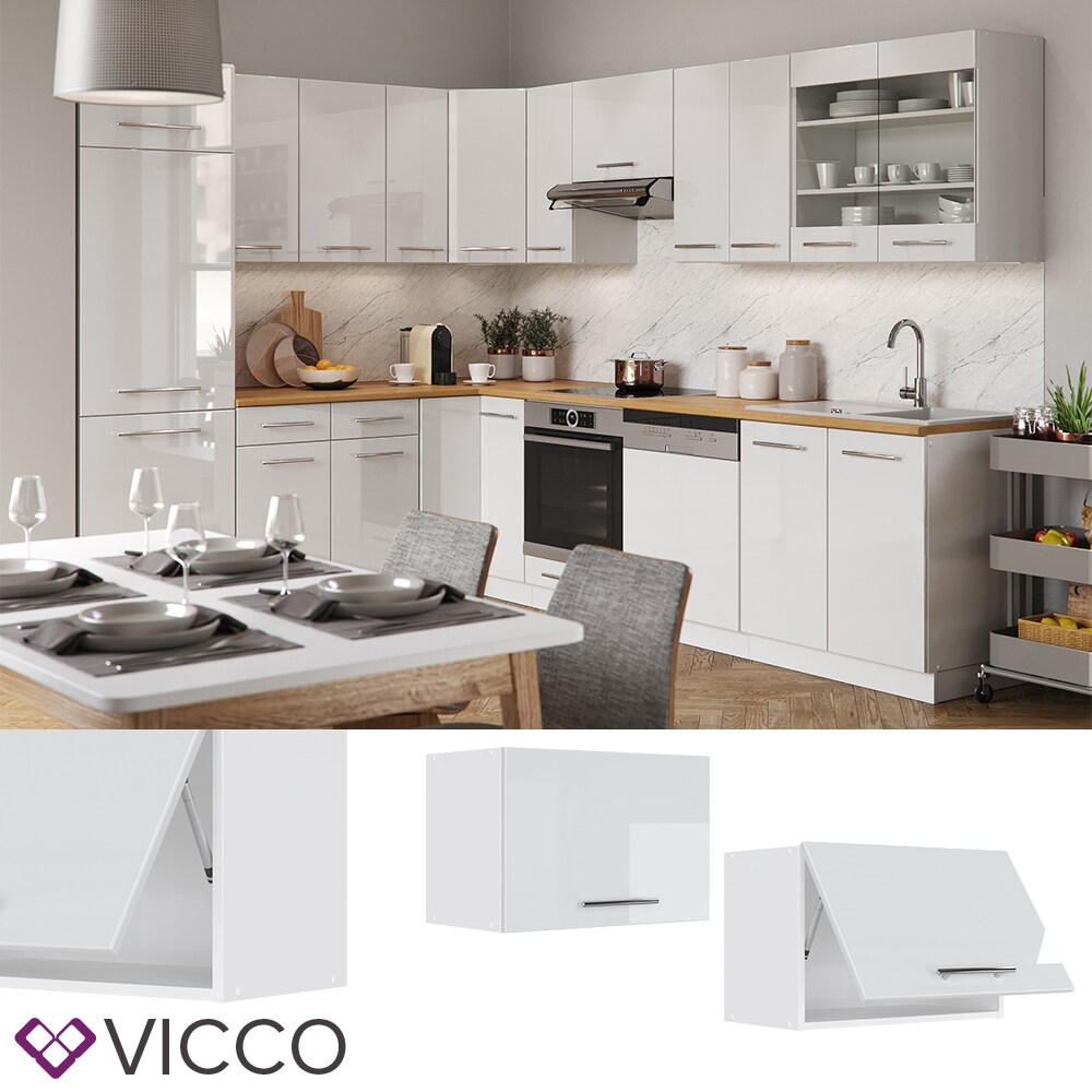 VICCO Hängeschrank 60 cm (flach) Weiß Küchenzeile Unterschrank Fame