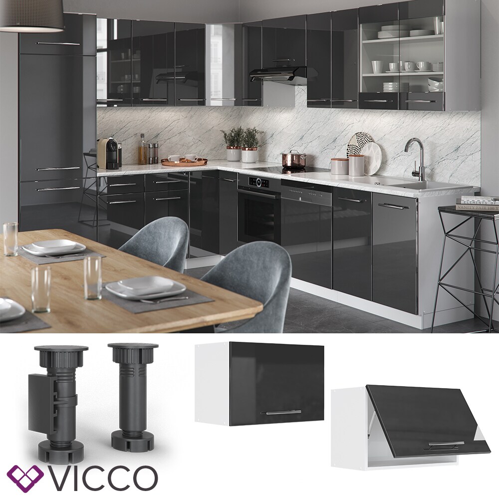 VICCO Hängeschrank 60 cm (flach) Anthrazit Küchenzeile Unterschrank Fame