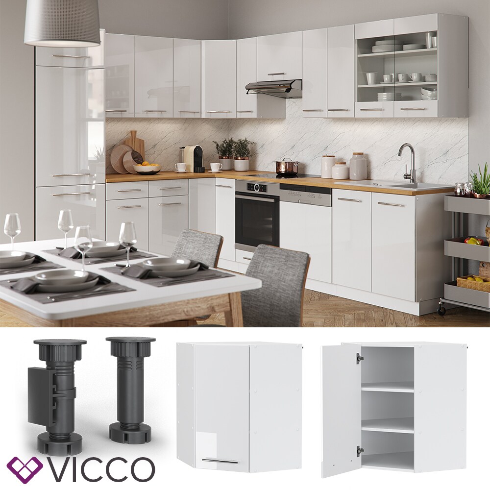 VICCO Eckhängeschrank 57 cm Weiß Küchenzeile Unterschrank Fame
