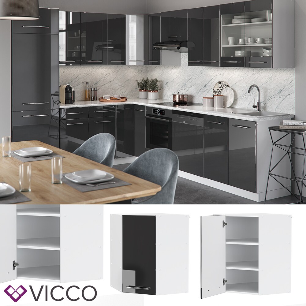 VICCO Eckhängeschrank 57 cm Anthrazit Küchenzeile Unterschrank Fame