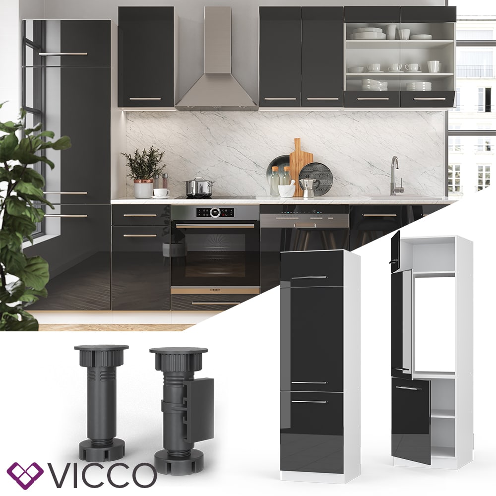 VICCO K&uuml;hlumbauschrank 60 cm Anthrazit K&uuml;chenzeile Unterschrank Fame - Bild 1