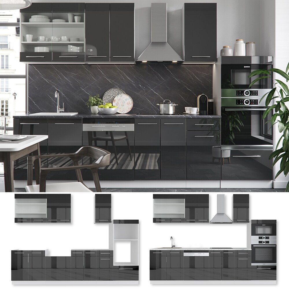 Vicco K&uuml;che Fame-Line 240 cm K&uuml;chenzeile K&uuml;chenblock Einbau Hochglanz - Bild 1