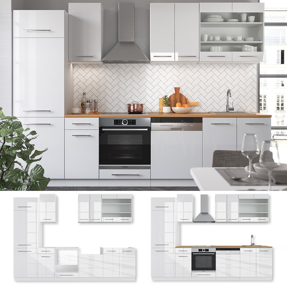 Vicco K&uuml;che Fame-Line 240 cm K&uuml;chenzeile K&uuml;chenblock Einbau Hochglanz - Bild 1