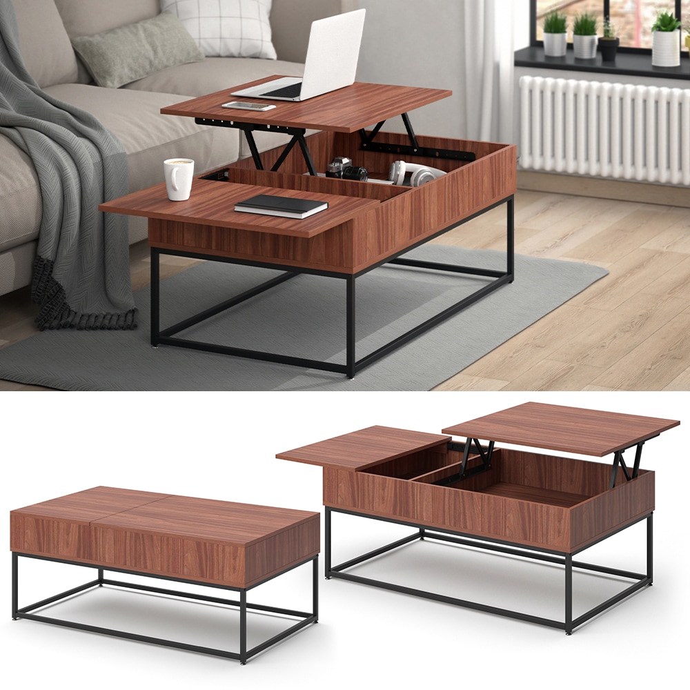 Vicco Couchtisch Lars Nussbaum Liftfunktion Kaffeetisch Wohnzimmertisch 2 F&auml;cher Tisch - Bild 1