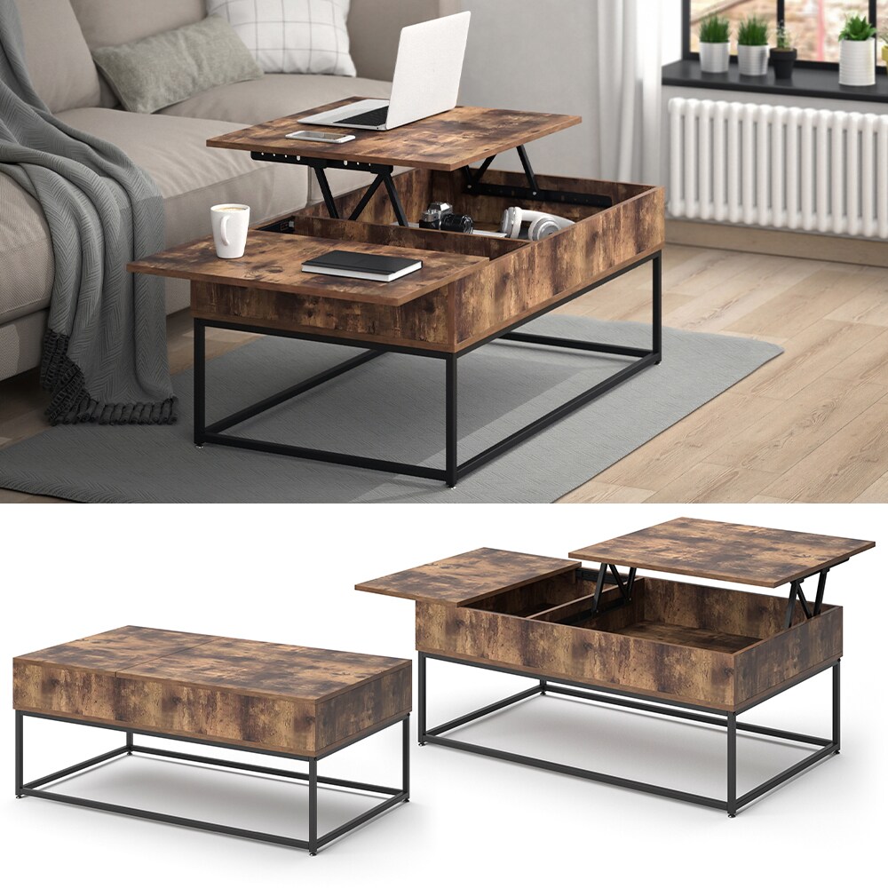 Vicco Couchtisch Lars Vintage Liftfunktion Kaffeetisch Wohnzimmertisch 2 F&auml;cher Tisch - Bild 1