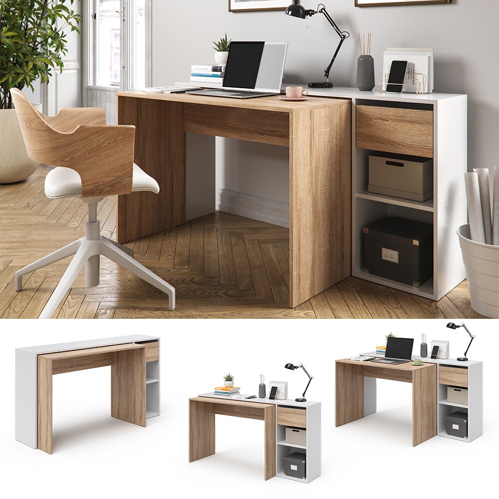 Vicco Schreibtisch Ben Weiß-Sonoma Computertisch ausziehbar Arbeitstisch Bürotisch | 04251421946835