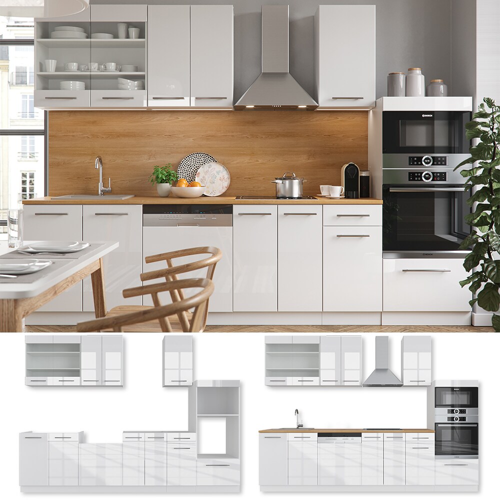Vicco Küche Fame-Line 240 cm Küchenzeile Küchenblock Einbau Hochglanz