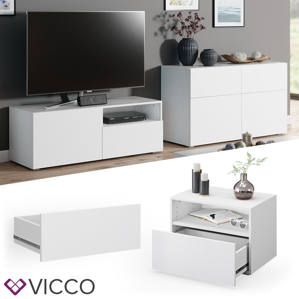 VICCO Schublade COMPO M12 wei&szlig;/wei&szlig; Klein Aktenschrank B&uuml;cherregal - Bild 1