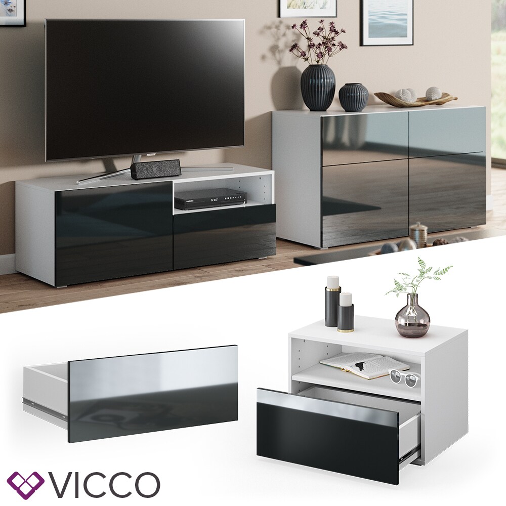 VICCO Schublade COMPO M12 wei&szlig;/anthrazit hochglanz Klein Aktenschrank B&uuml;cherregal - Bild 1