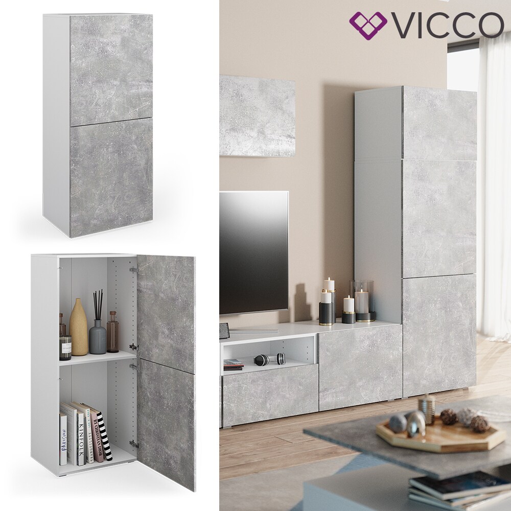 VICCO Schrank COMPO Aktenschrank B&uuml;cherregal B&uuml;roregal Standregal wei&szlig; beton - Bild 1