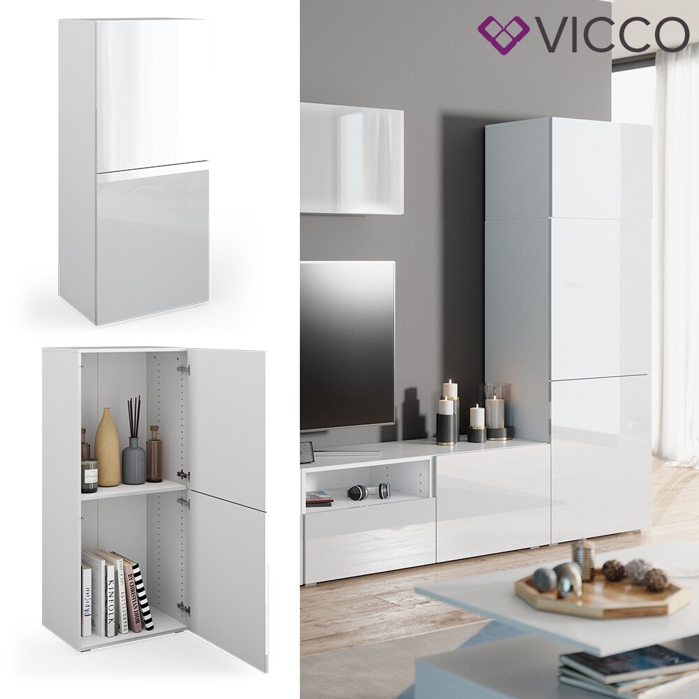 VICCO Schrank COMPO Aktenschrank B&uuml;cherregal B&uuml;roregal Standregal wei&szlig; hochglanz - Bild 1