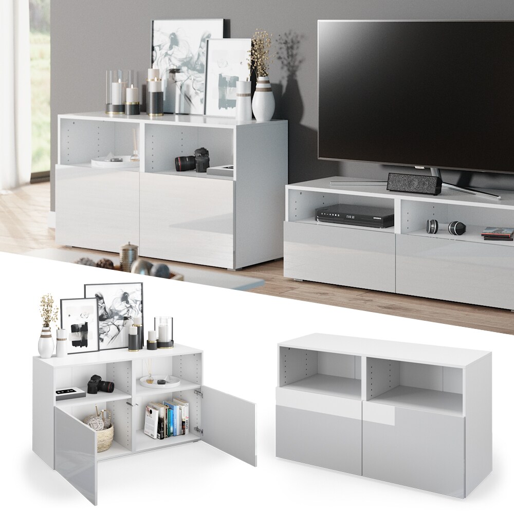 Vicco Sideboard Compo Highboard Anrichte Kommode Mehrzweckschrank wei&szlig; hochglanz - Bild 1