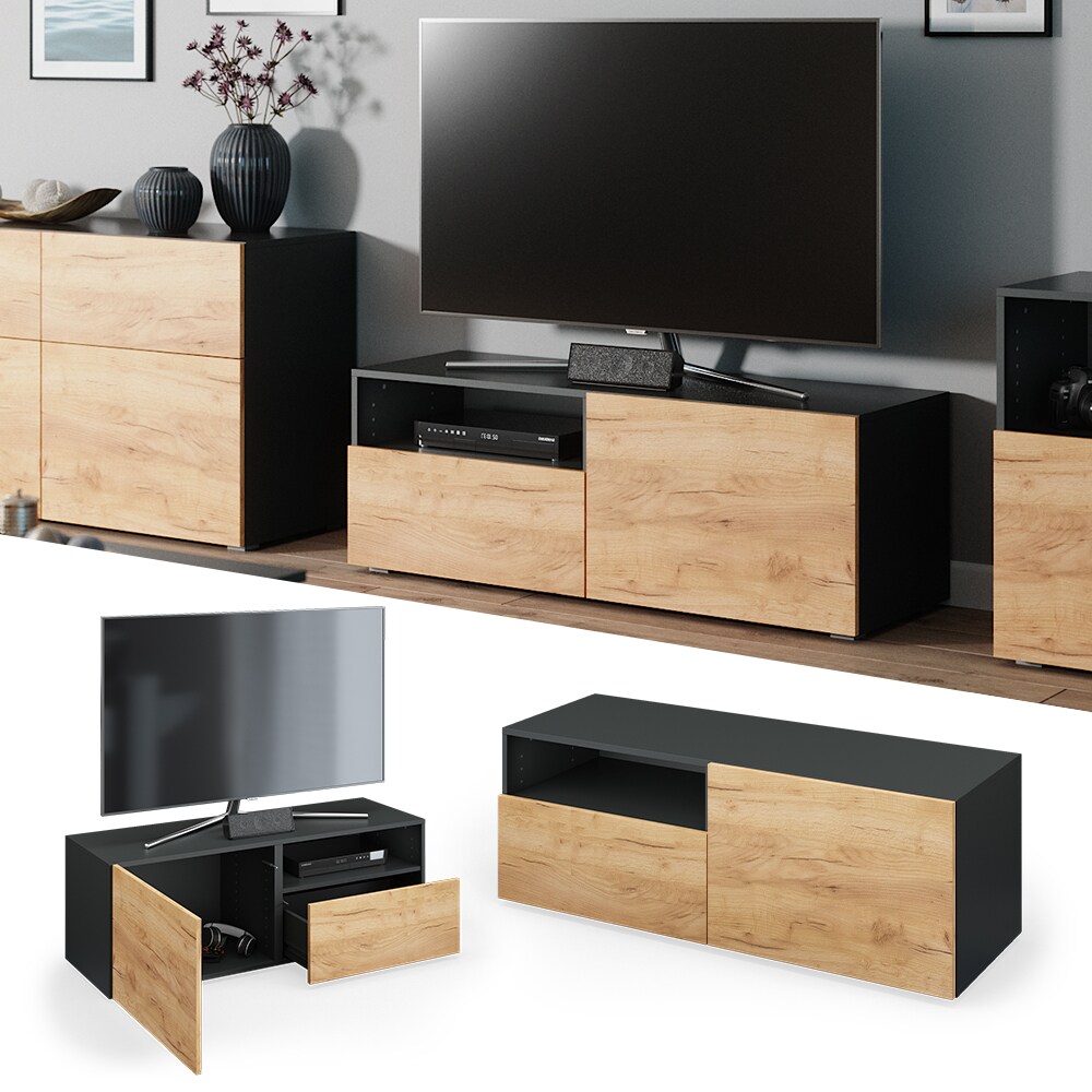 VICCO TV Lowboard COMPO Sideboard Fernsehtisch Kommode anthrazit eiche - Bild 1