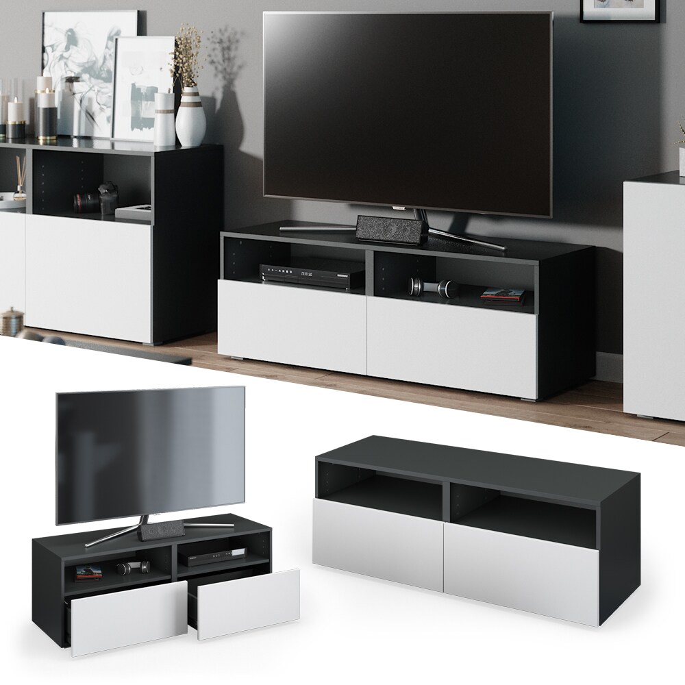 Vicco TV Lowboard Compo Sideboard Fernsehtisch Kommode Schrank anthrazit wei&szlig; - Bild 1