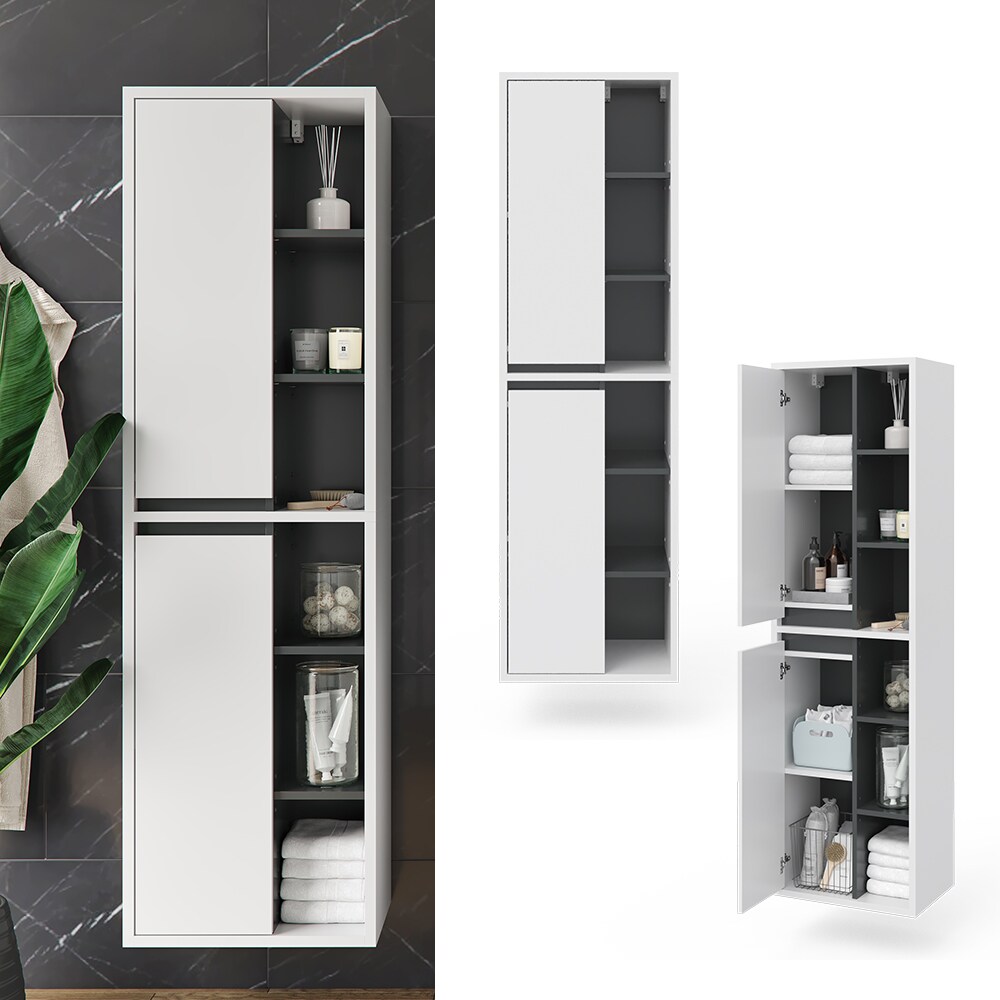 Vicco Badschrank Viola Wei&szlig; H&auml;ngeschrank Hochschrank 2 T&uuml;ren Badm&ouml;bel Badregal - Bild 1