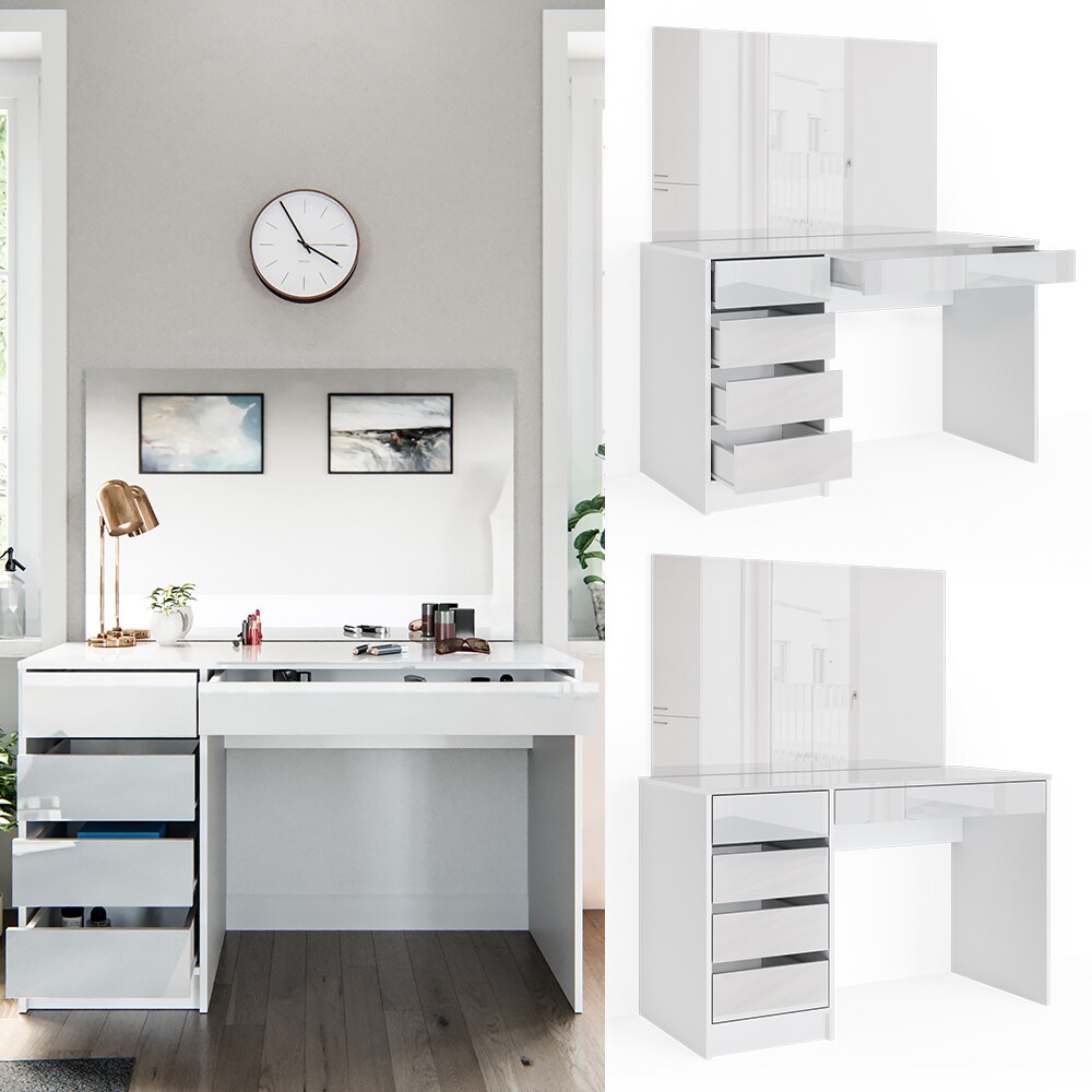 Vicco Schminktisch Sherry wei&szlig; Spiegel Frisiertisch Frisierkommode 5 Schubladen - Bild 1