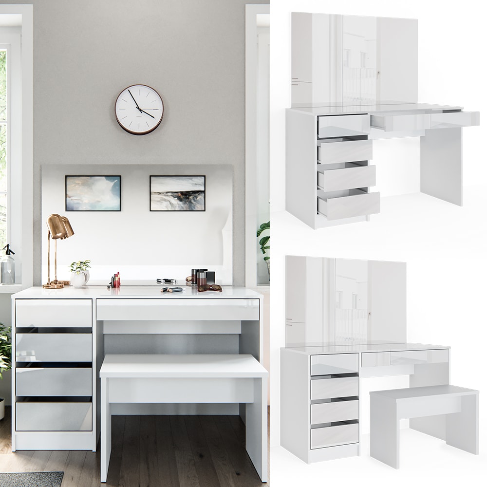 Vicco Schminktisch Sherry wei&szlig; mit Spiegel Sitzbank Frisiertisch Frisierkommode - Bild 1