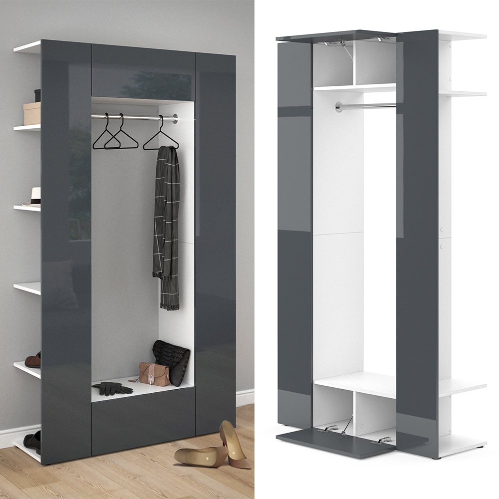 Vicco Dielenschrank Mats wei&szlig; anthrazit Flurgarderobe Garderobe Kleiderschrank - Bild 1
