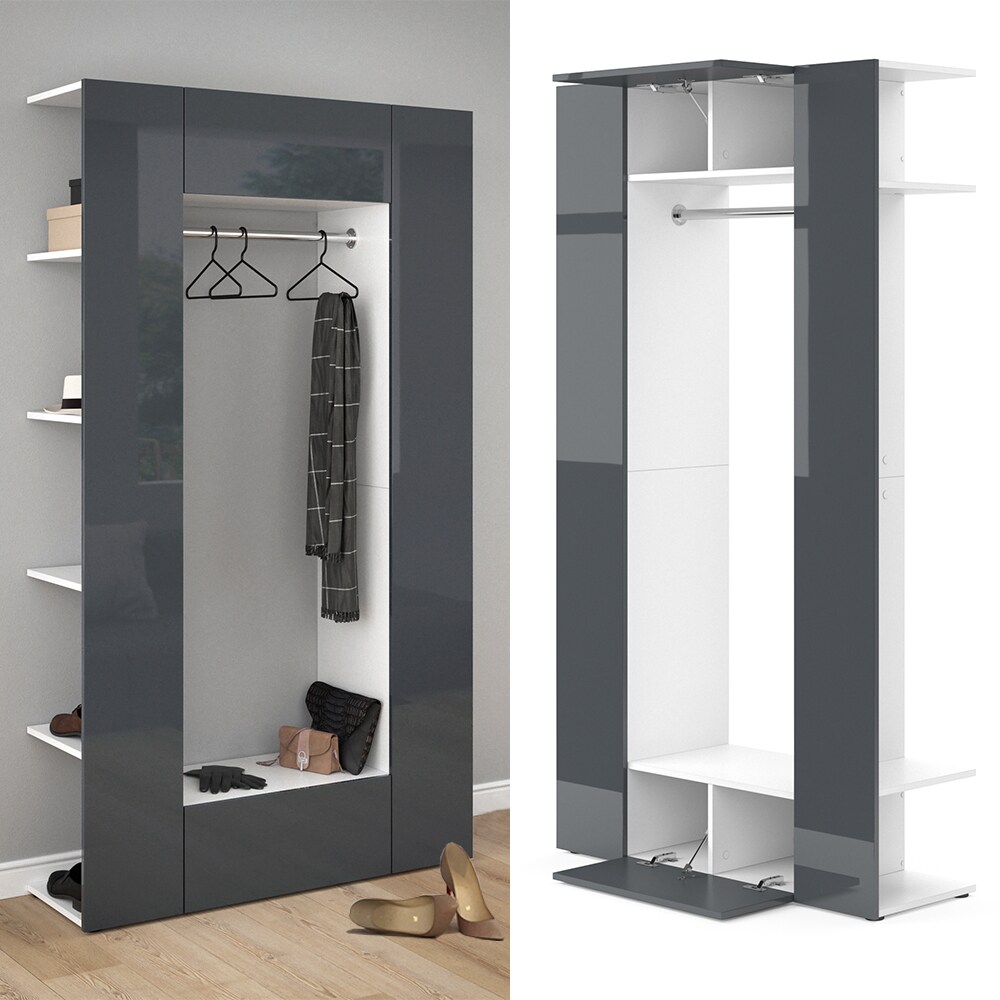 Vicco Dielenschrank Mats weiß anthrazit Flurgarderobe Garderobe Kleiderschrank | 04251421948761