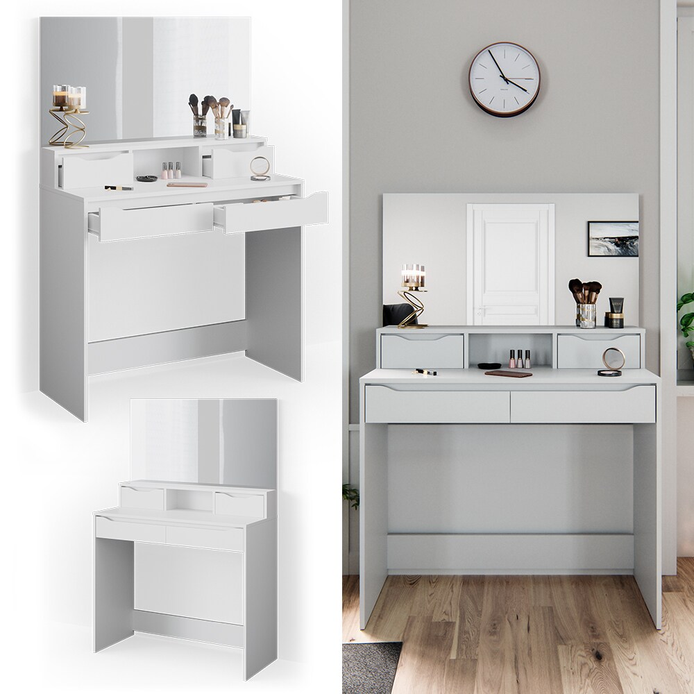 Vicco Schminktisch Ruben wei&szlig; Spiegel Frisiertisch Frisierkommode mit Schubladen - Bild 1