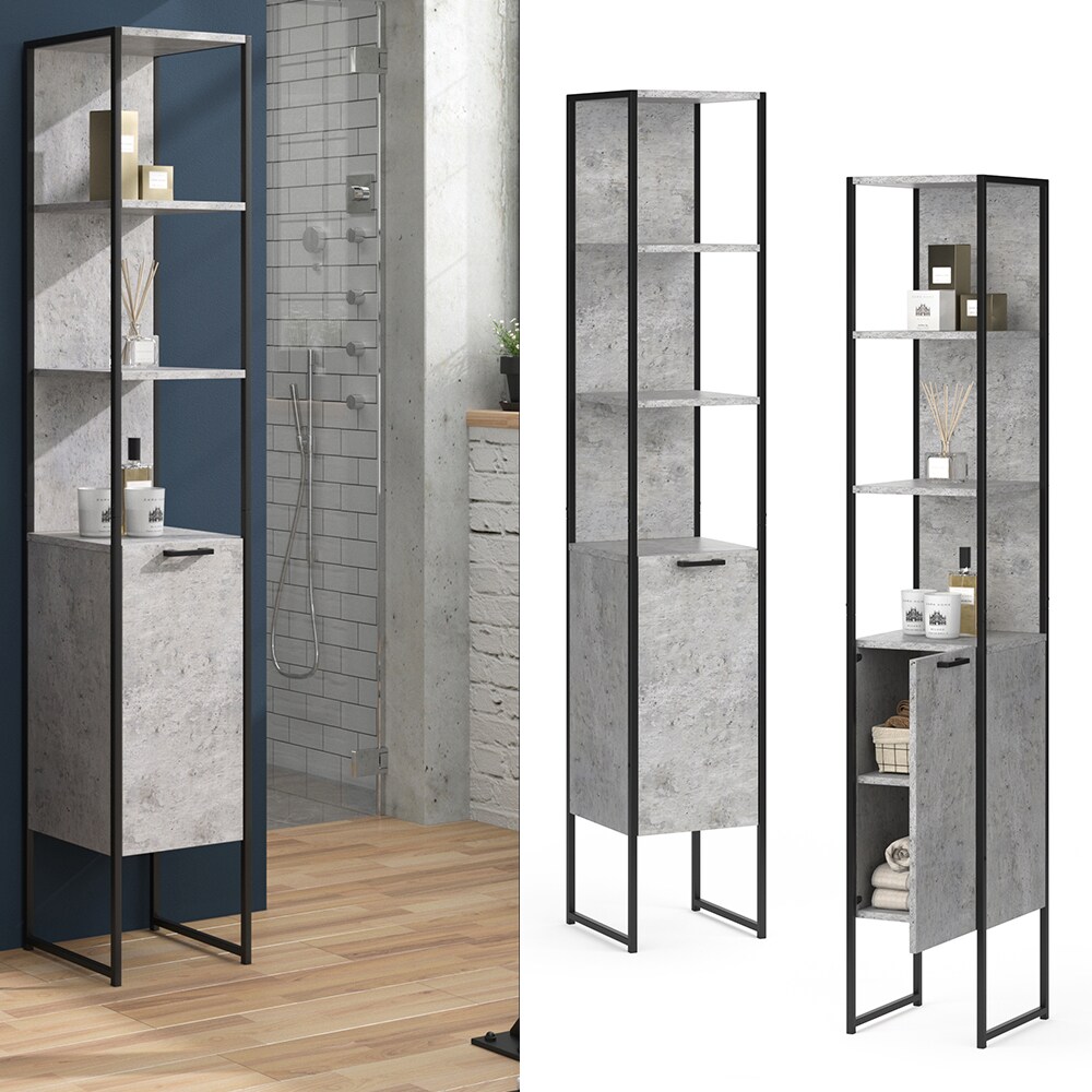 Vicco Badschrank Fyrk Beton Badezimmerschrank Hochschrank Badregal 5 F&auml;cher - Bild 1