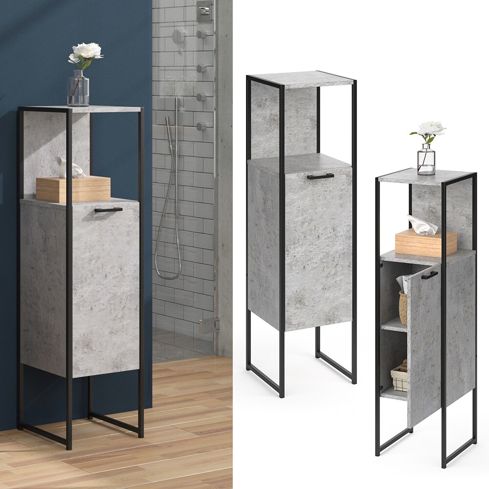 Vicco Badschrank Fyrk Beton Badezimmerschrank Midischrank Badregal 3 Fächer