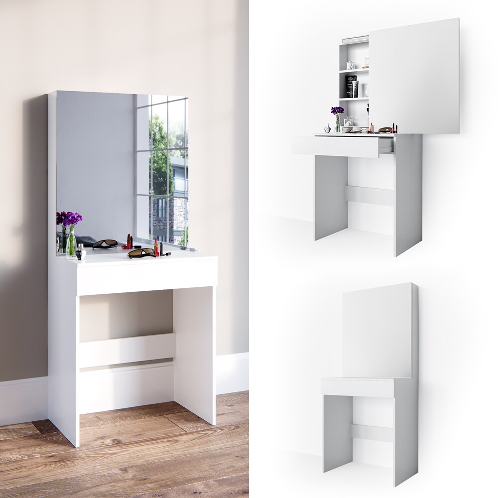 Vicco Schminktisch Melle Frisiertisch Kommode Frisierkommode Spiegel Wei&szlig; - Bild 1