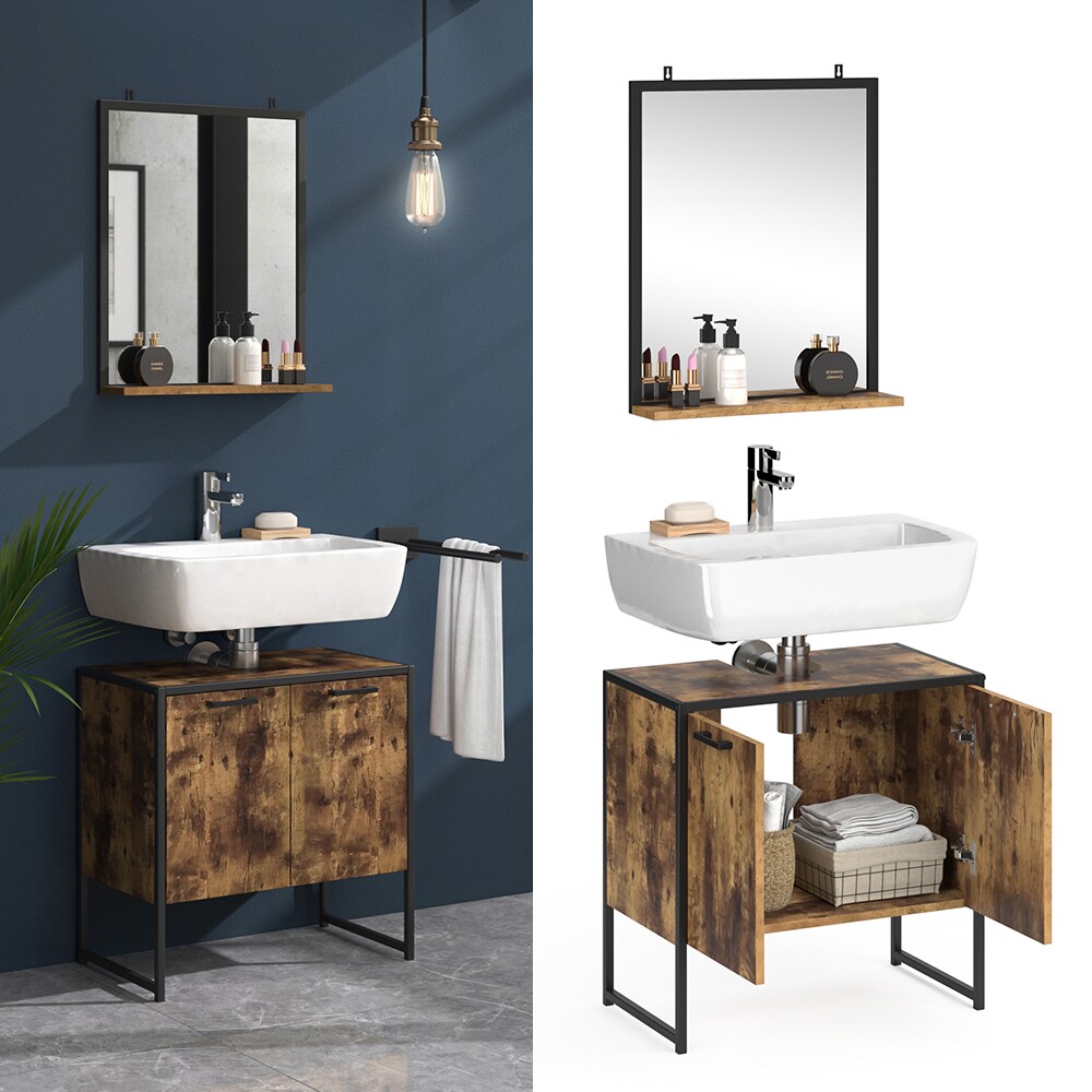 Vicco Loft Badm&ouml;bel Set Fyrk Vintage Badspiegel mit Ablage Waschtischunterschrank - Bild 1