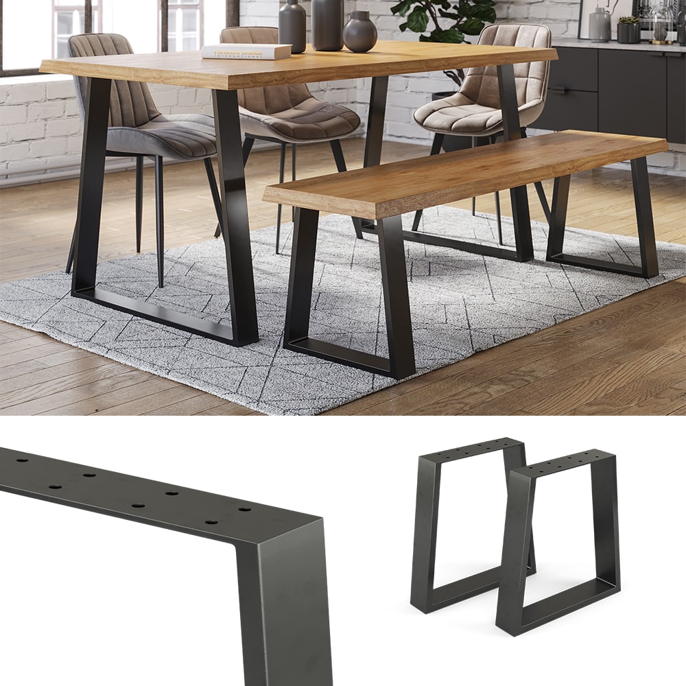 Vicco Loft Tischkufen Trapez 42cm Tischbeine Tischgestell Couchtisch M&ouml;belf&uuml;&szlig;e - Bild 1