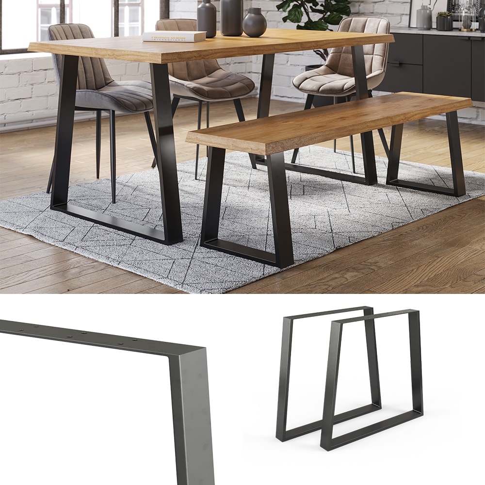 Vicco Loft Tischkufen Trapez 72cm Tischbeine DIY Tischgestell Esstisch M&ouml;belf&uuml;&szlig;e - Bild 1