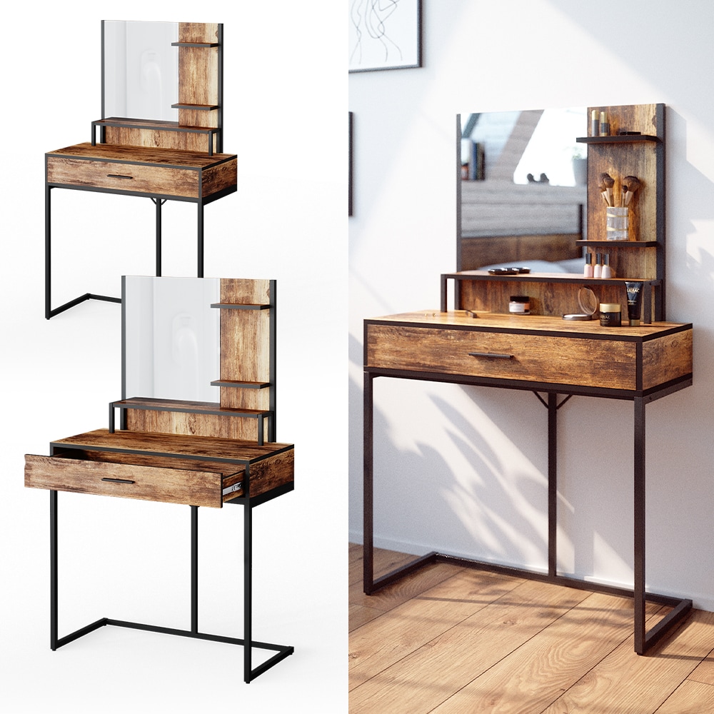 Vicco Schminktisch Fyrk Frisiertisch Frisierkommode Schminkkommode Metallgestell - Bild 1