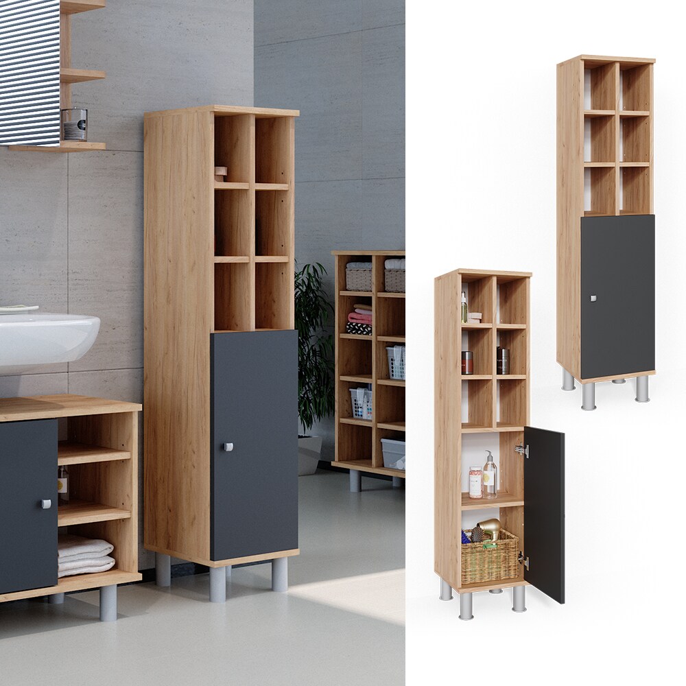 Vicco Badschrank Fynn Midischrank 8 Fächer Hochschrank Badezimmerschrank Bad