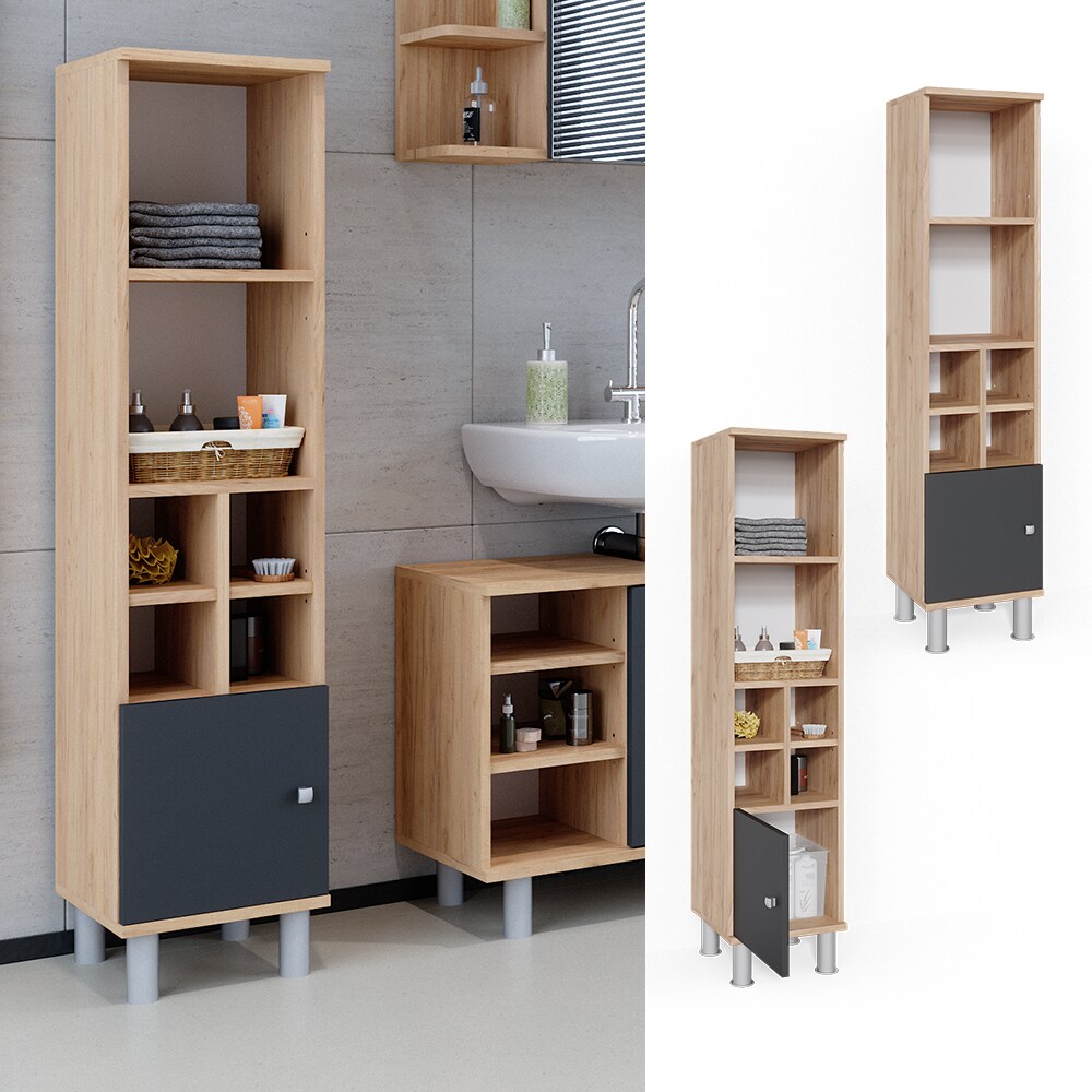 Vicco Badschrank Fynn Midischrank 7 Fächer Hochschrank Badezimmerschrank Bad