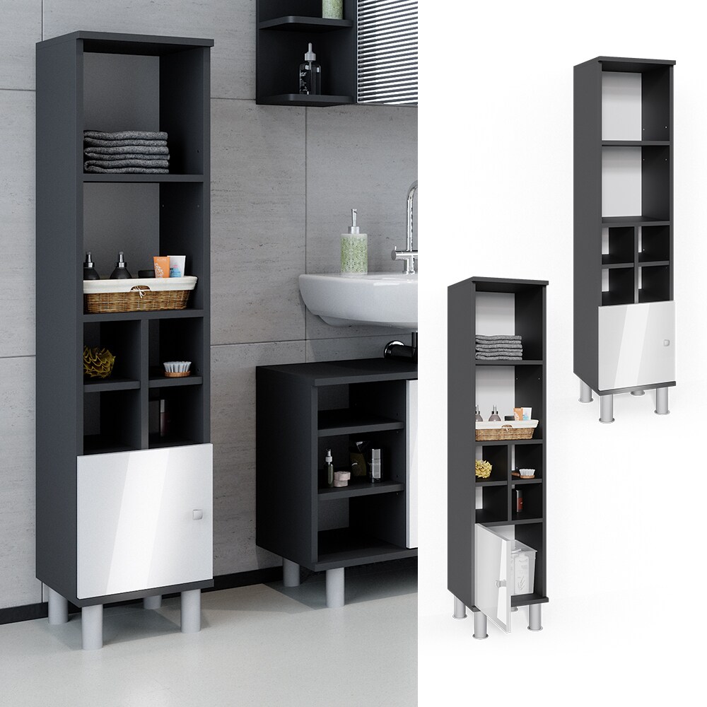 Vicco Badschrank Fynn Midischrank 7 Fächer Hochschrank Badezimmerschrank Bad