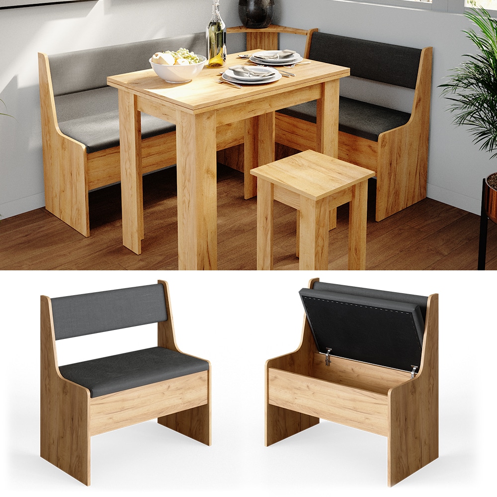 Vicco Eckbankgruppe K&uuml;chenbank Roman eiche 77cm Sitzbank mit Truhe Esszimmerbank f&uuml;r Esstisch - Bild 1