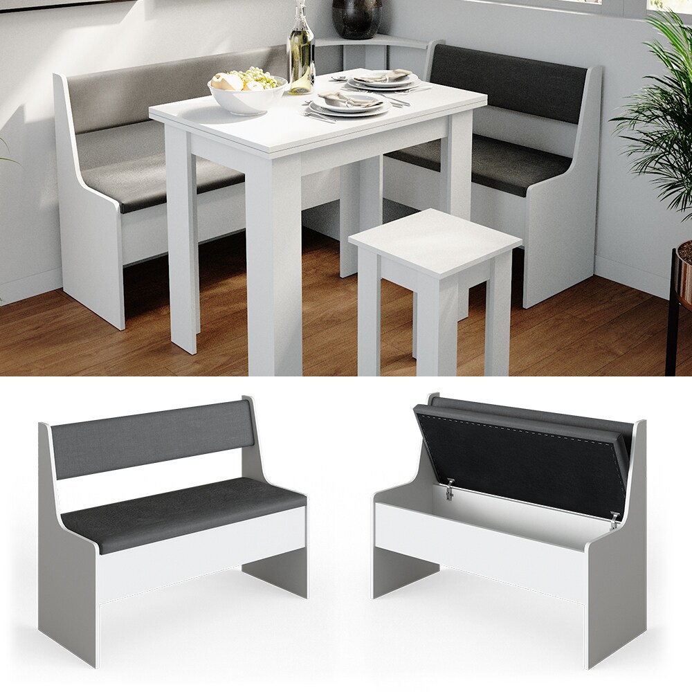 Vicco Eckbankgruppe K&uuml;chenbank Roman wei&szlig; 107cm Sitzbank mit Truhe Esszimmerbank f&uuml;r Esstisch - Bild 1