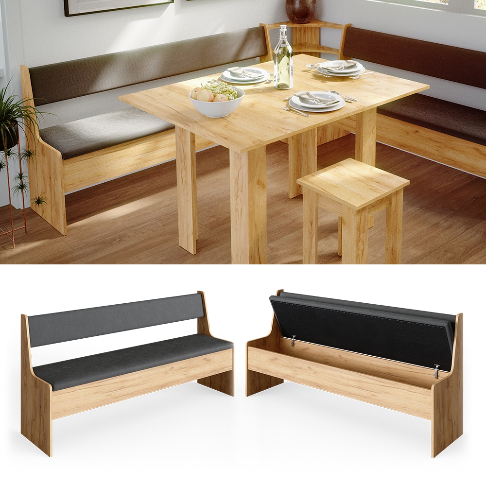 Vicco Eckbankgruppe K&uuml;chenbank Roman eiche 167cm Sitzbank mit Truhe Esszimmerbank f&uuml;r Esstisch - Bild 1