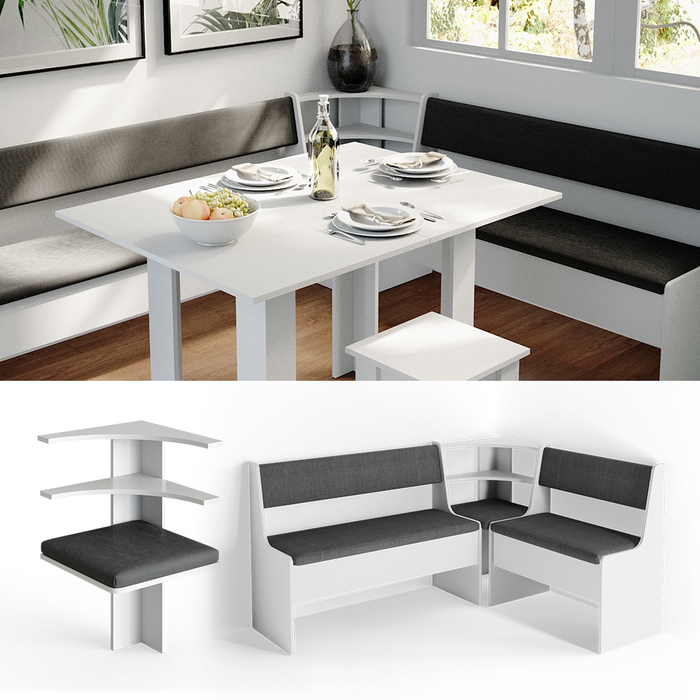 Vicco Eckbankgruppe K&uuml;chenbank Roman wei&szlig; Eckteil Sitzecke gepolstert Ablagen Eckbank K&uuml;che - Bild 1