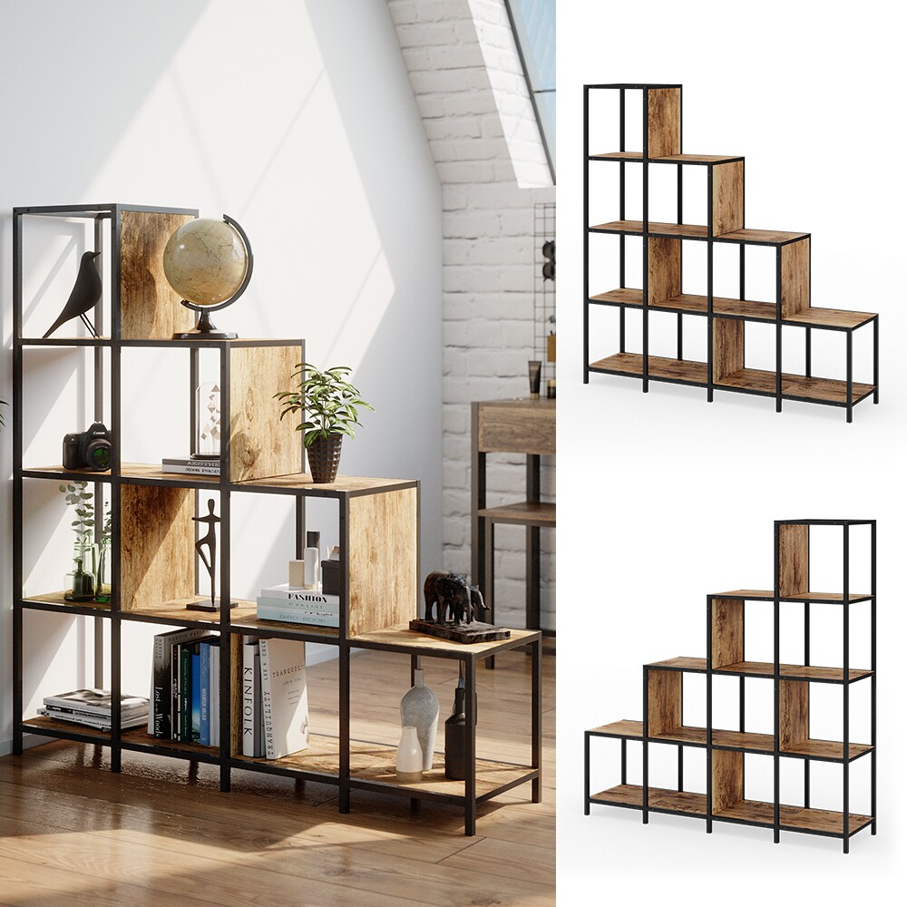 Vicco Treppenregal Raumteiler Stufenregal Fyrk 10 Fächer Bücherregal Aktenregal