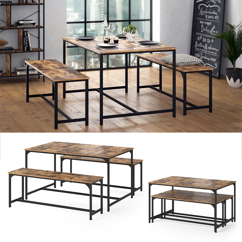 Vicco Esstisch K&uuml;chentisch Set 2 Sitzb&auml;nke Fyrk Bank Esszimmertisch Sitzgruppe - Bild 1