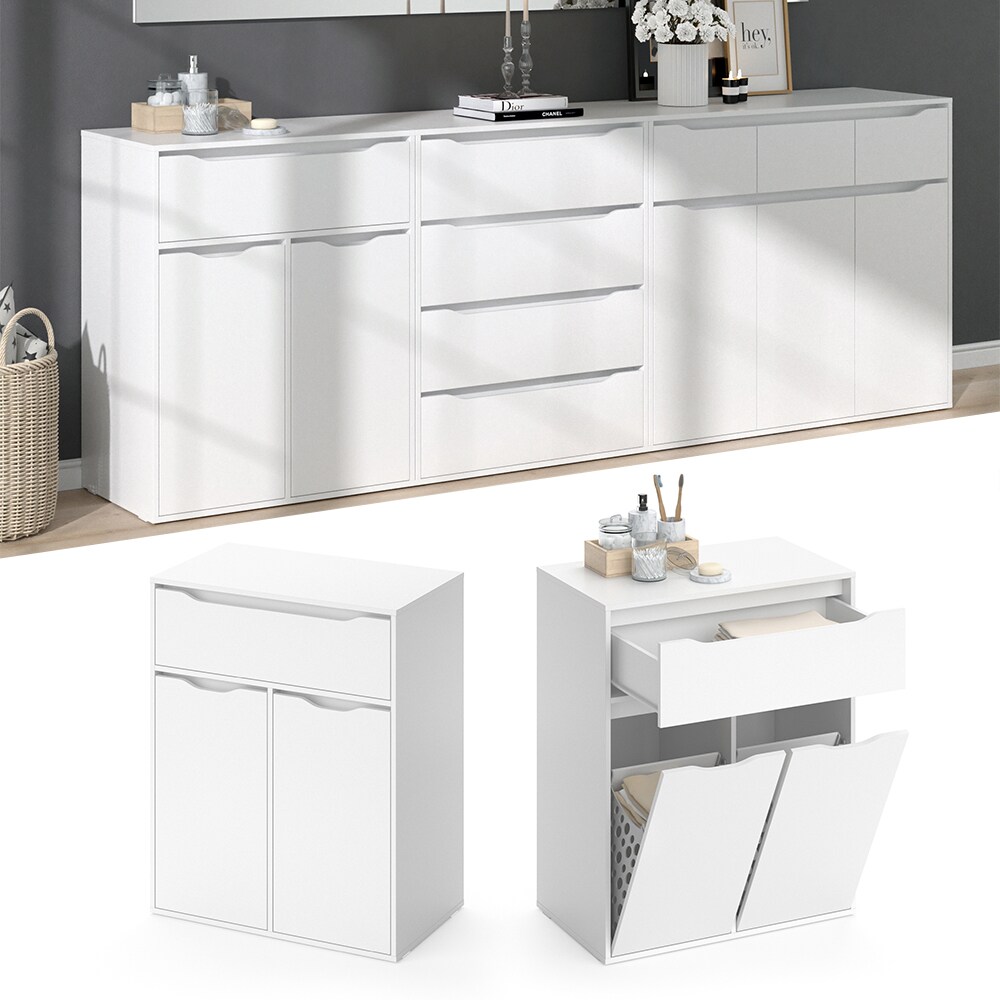 Vicco W&auml;scheschrank Ruben wei&szlig; W&auml;schekorb Kommode Kleiderschrank W&auml;schesammler - Bild 1