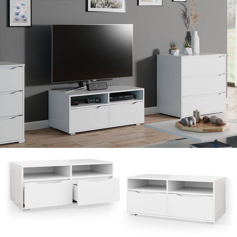 Vicco Lowboard Ruben wei&szlig; 100cm TV-Board Fernsehschrank TV-Schrank Regal Tisch - Bild 1