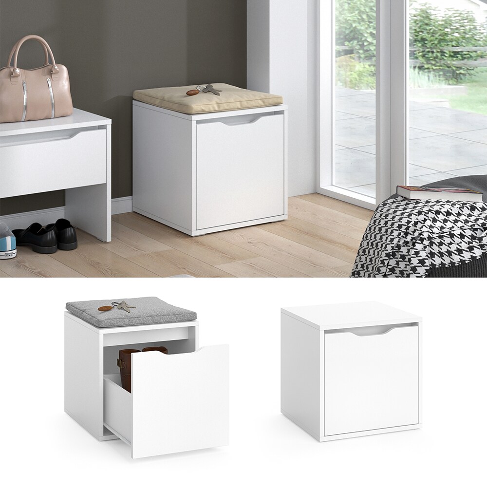 Vicco Sitztruhe Ruben wei&szlig; Schublade Schuhbank Betttruhe Sitzbank Sitzhocker - Bild 1