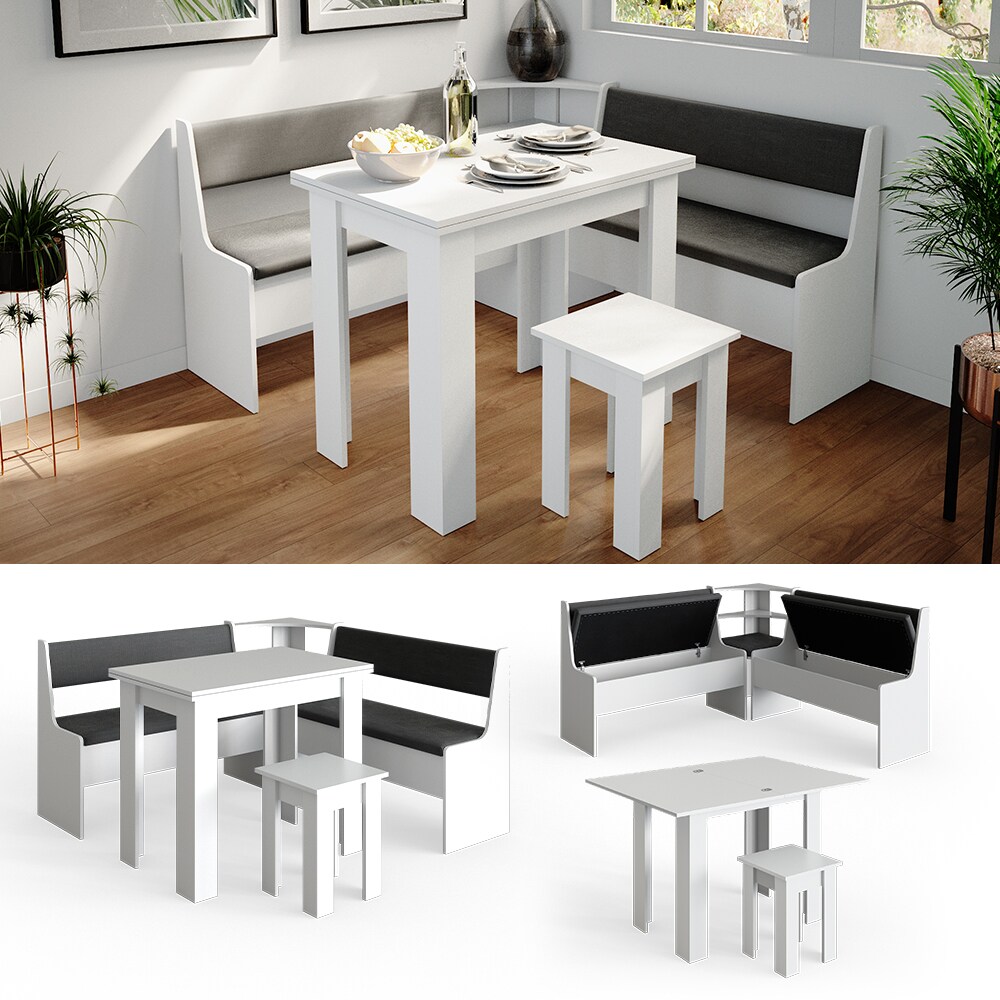 Vicco Eckbankgruppe Roman Wei&szlig; 150x150cm Esszimmergruppe Eckbank Sitzgruppe - Bild 1