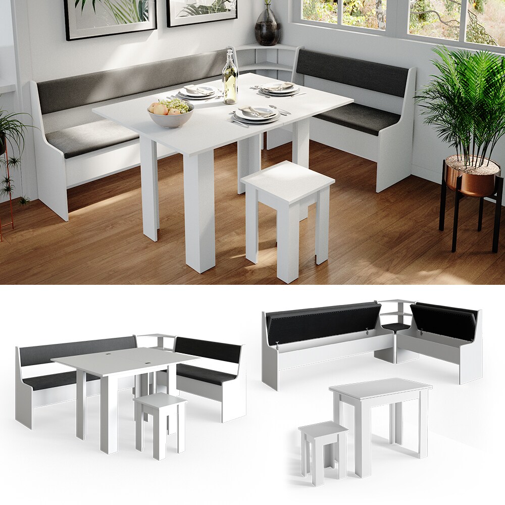 Vicco Eckbankgruppe Roman Wei&szlig; 210x150cm Esszimmergruppe Eckbank Sitzgruppe - Bild 1