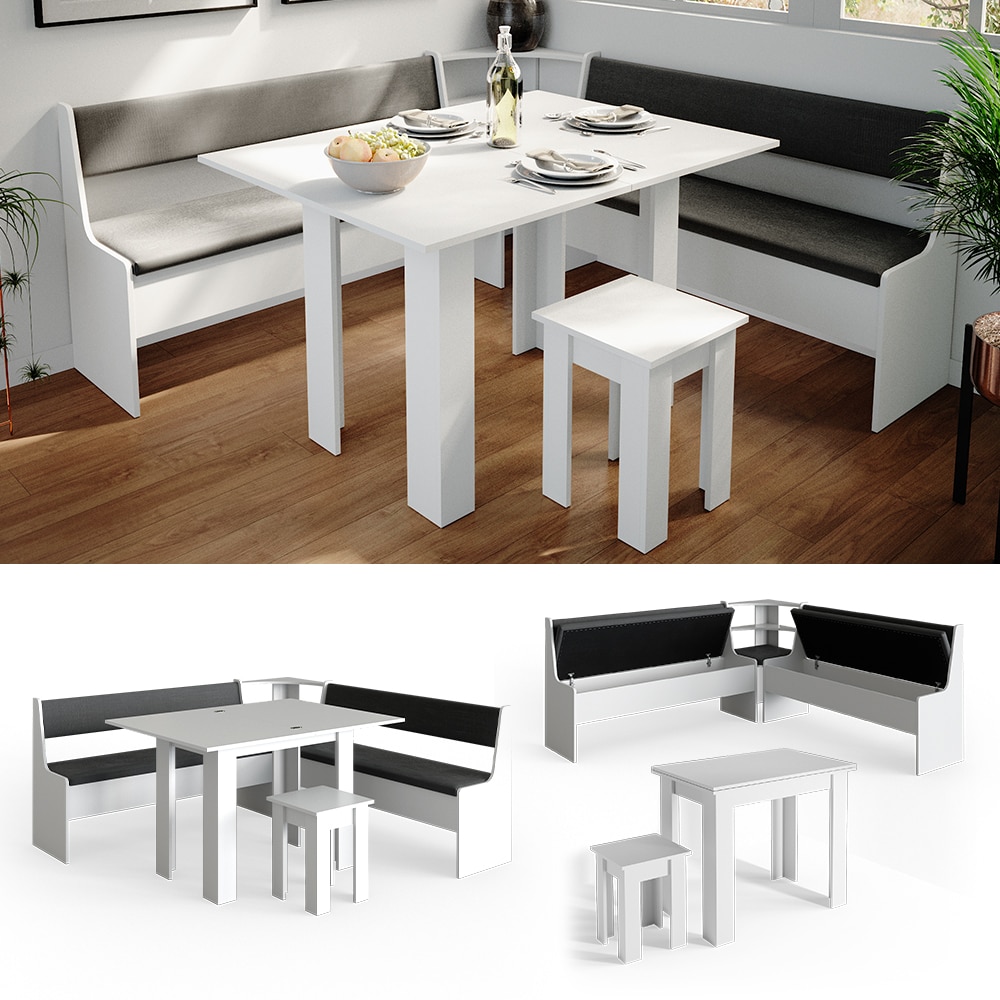 Vicco Eckbankgruppe Roman Wei&szlig; 180x180cm Esszimmergruppe Eckbank Sitzgruppe - Bild 1
