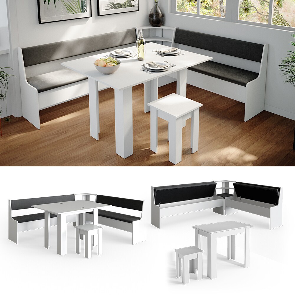 Vicco Eckbankgruppe Roman Wei&szlig; 210x180cm Esszimmergruppe Eckbank Sitzgruppe - Bild 1