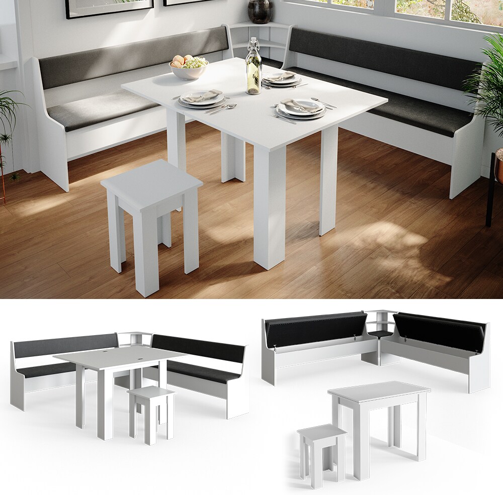 Vicco Eckbankgruppe Roman Wei&szlig; 210x210cm Esszimmergruppe Eckbank Sitzgruppe - Bild 1