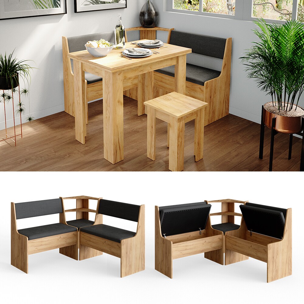 Vicco Eckbankgruppe Roman Eiche 120x120cm Küchenbank Eckbank Sitzgruppe Sitzbank