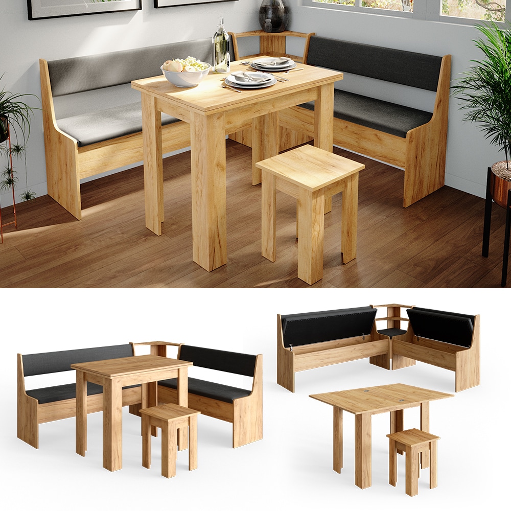 Vicco Eckbankgruppe Roman Eiche 180x150cm Esszimmergruppe Eckbank Sitzgruppe - Bild 1